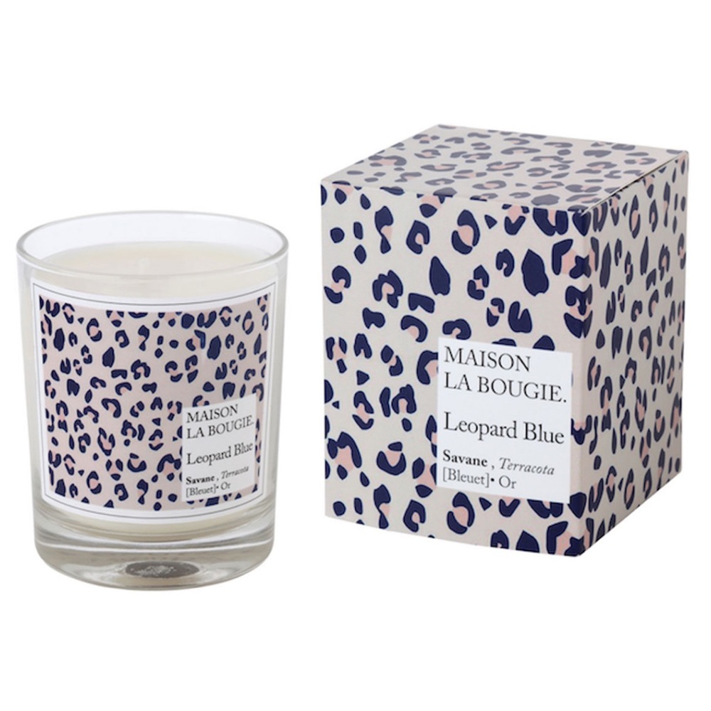 Maison La Bougie Leopard Blue Candle (NEW IN BOX)
